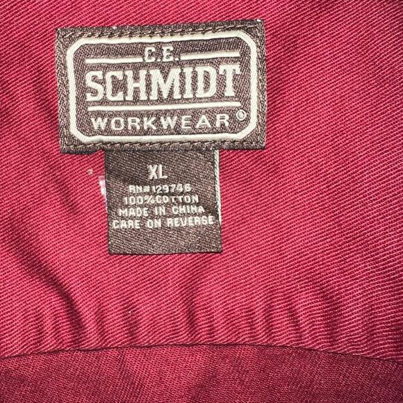 C.E. Schmidt WorkWear Men’s XL Button Down 100% Cotton Heavy Duty Burgundy - Picture 8 of 9